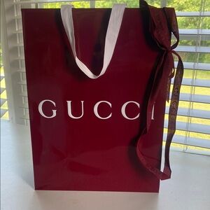 Gucci Burgundy Gift Bag with White Handles